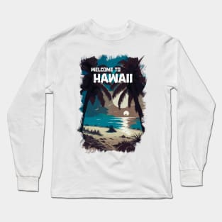 HAWAII beach at Sunset ✪ Vintage style poster Most Beautiful Places on Earth Long Sleeve T-Shirt